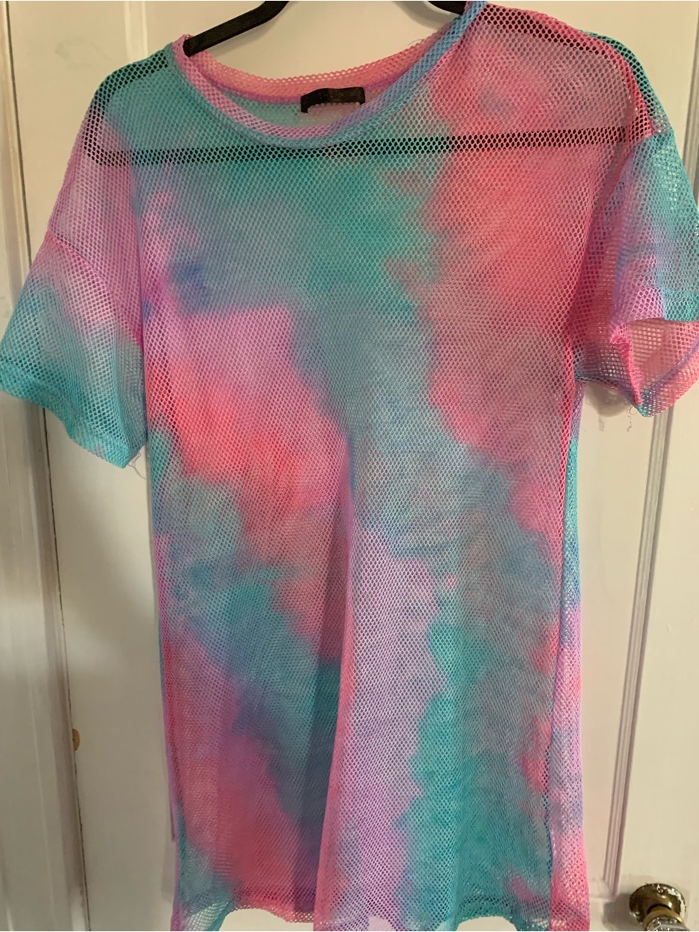 Tie-Dye Mesh Tee in Pink & Teal